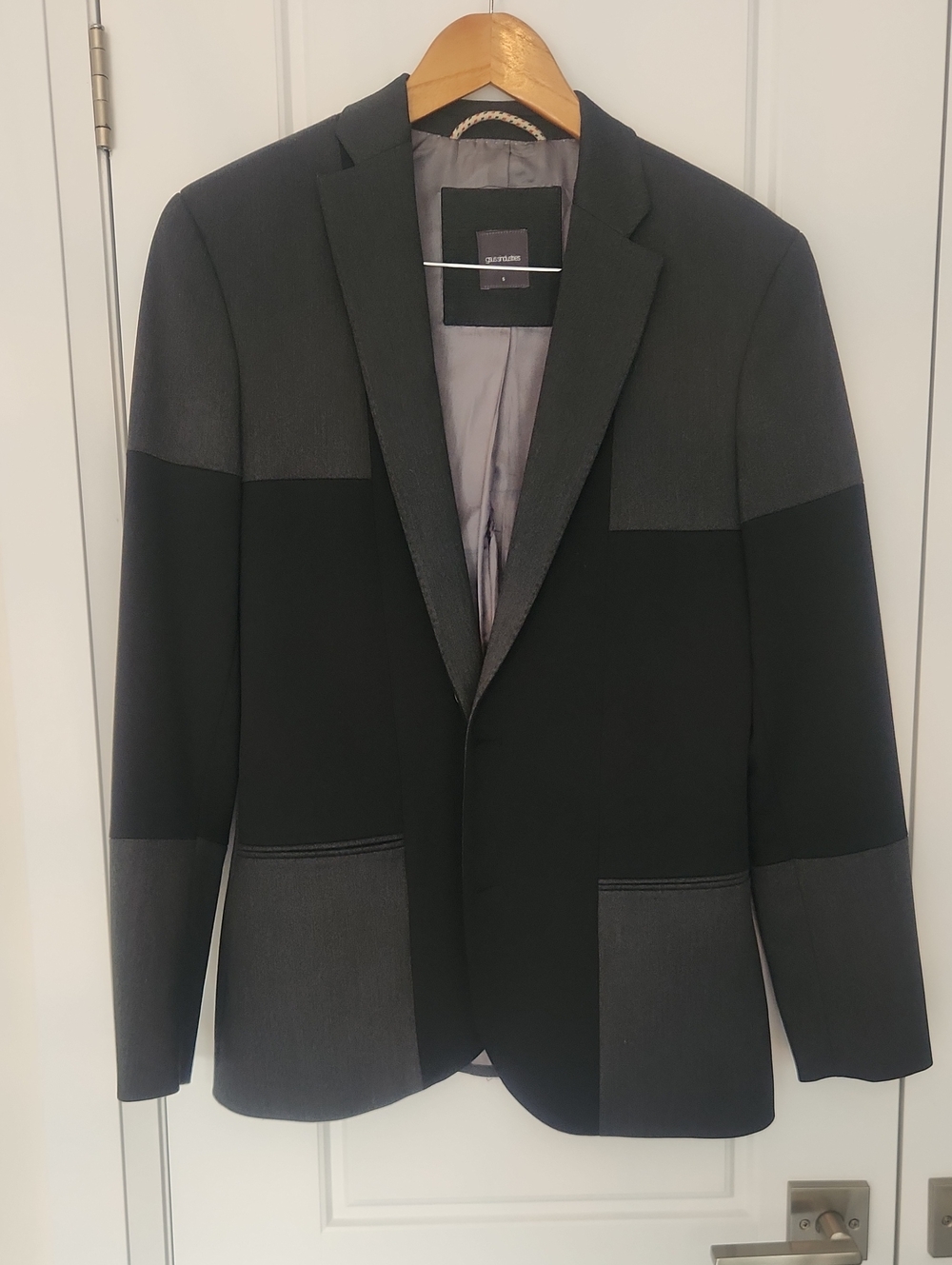 Two-Tone Black and Charcoal Men's Blazer